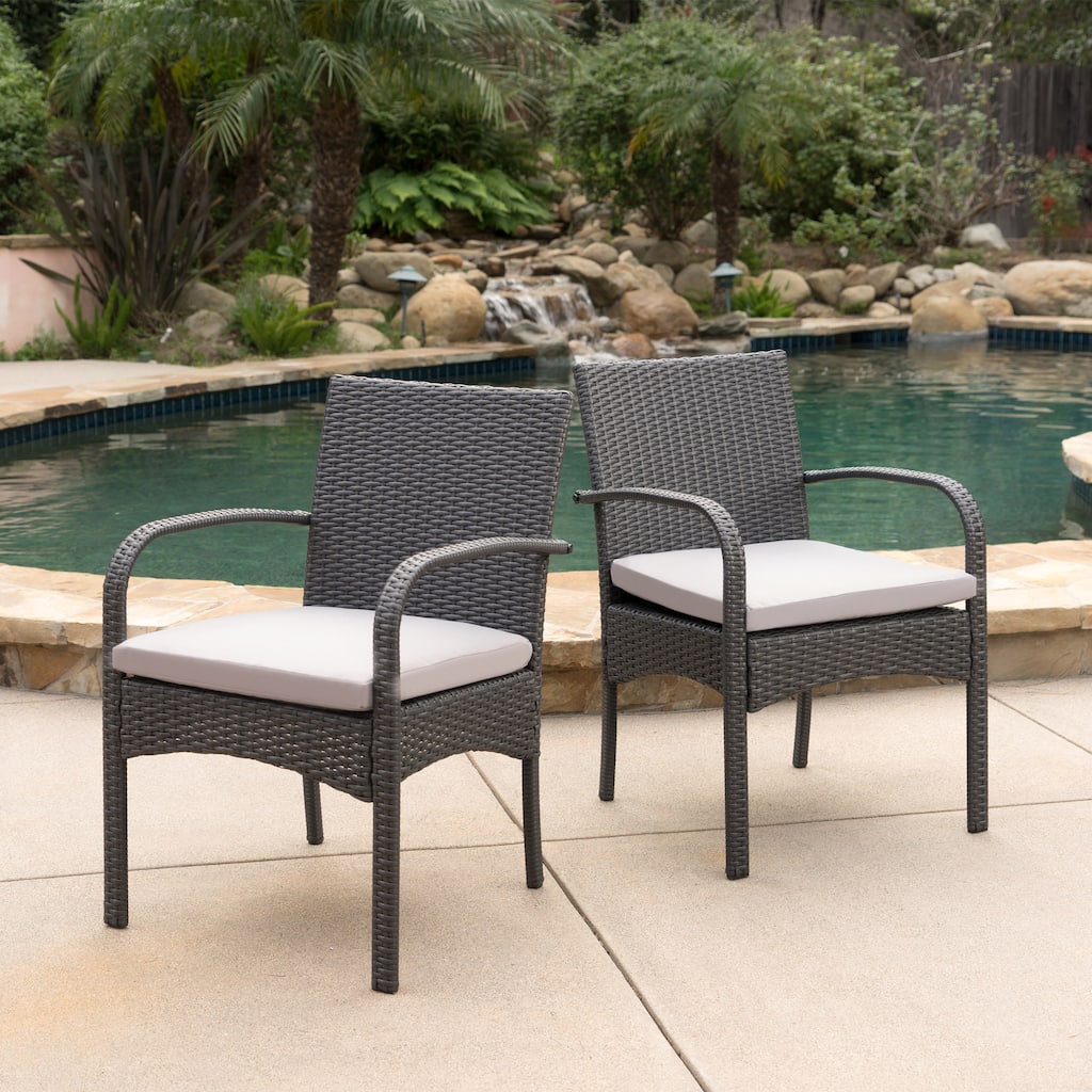 Set of 2 Outdoor Wicker All-Weather Armchair with Cushions for Patio, Deck