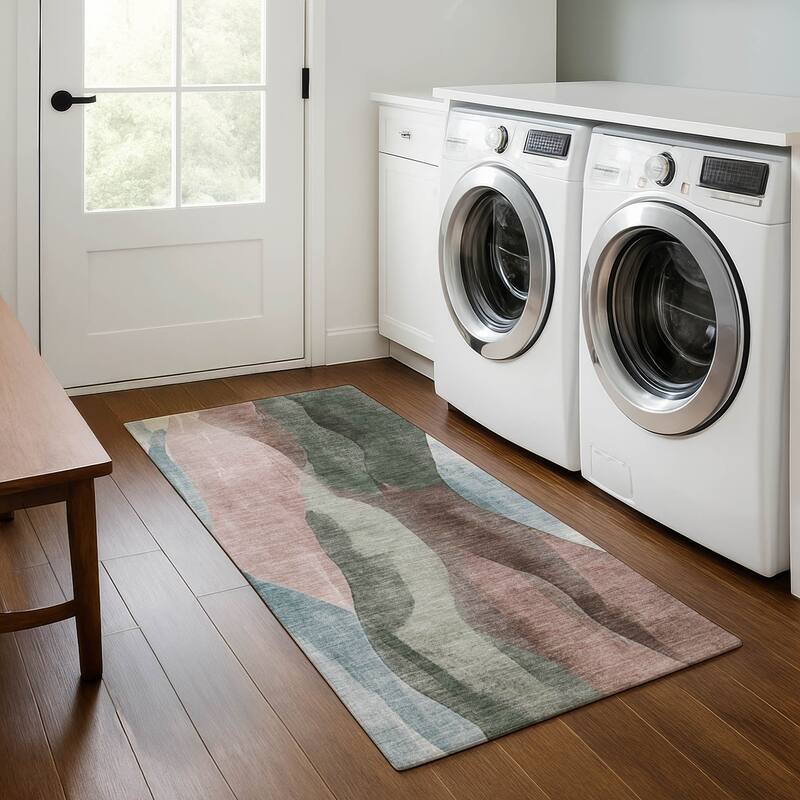 Premium Washable Super Soft Modern Stripe Mayfield Rug - Salmon - 2'3" x 7'6"