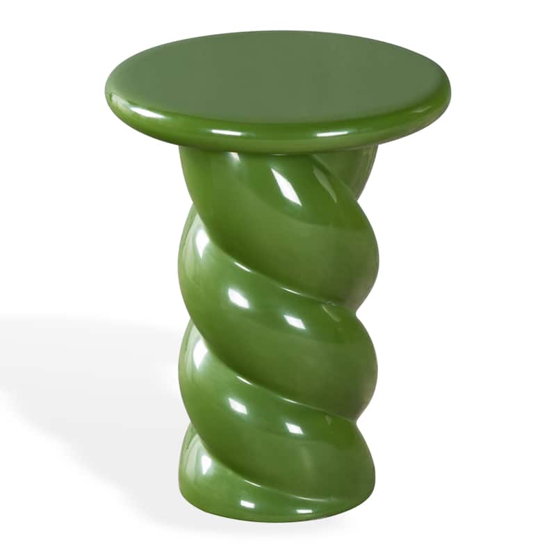 SAFAVIEH Couture Noelly Concrete Accent Table - 14"W x 14"D x 18"H - Olive Green