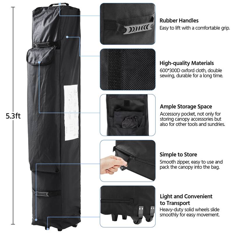 Yaheetech Adjustable Commercial Pop-up Canopy with Wheeled Carry Bag