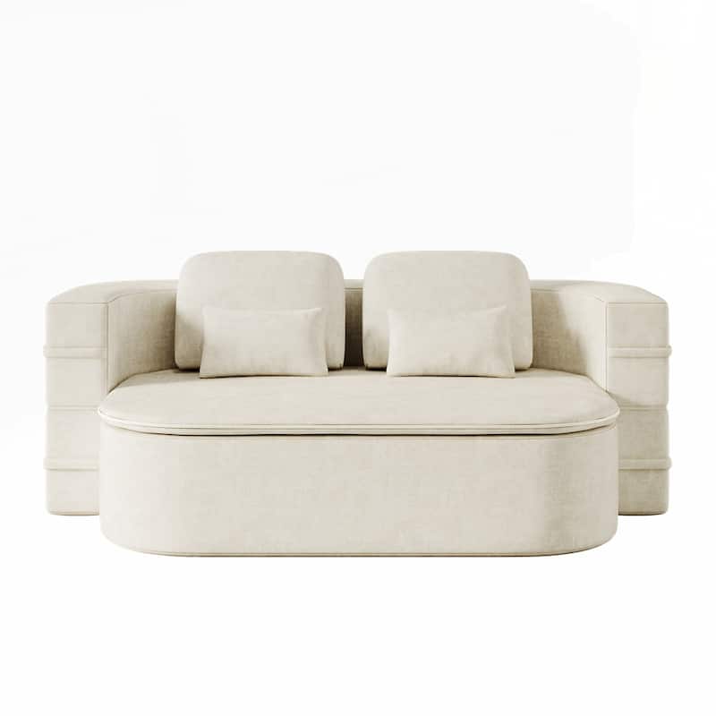Folding Mattress Sofa with Fixed Shape Frame Convertible Sleeper Foam Sofa Bed with Blanket