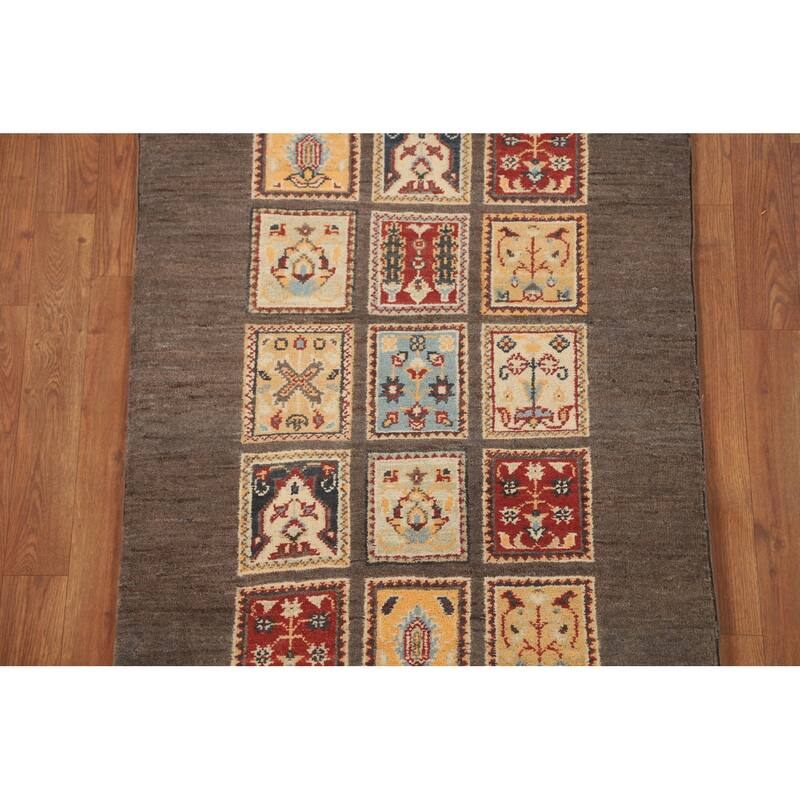 Brown Kazak Accent Rug Handmade Wool Carpet - 2'7" x 4'0"