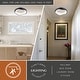 preview thumbnail 3 of 10, Bowen 1-Light Black Modern Round LED Flush Mount Lighting Fixture, White Frosted Shade Low Ceilings, Hallway, Kitchen