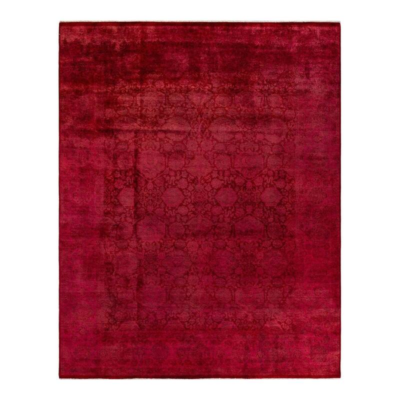 Overton Hand Knotted Wool Vintage Inspired Modern Contemporary Overdyed Pink Area Rug - 8' 2" x 10' 3"