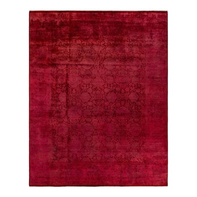 Overton Hand Knotted Wool Vintage Inspired Modern Contemporary Overdyed Pink Area Rug - 8' 2" x 10' 3"