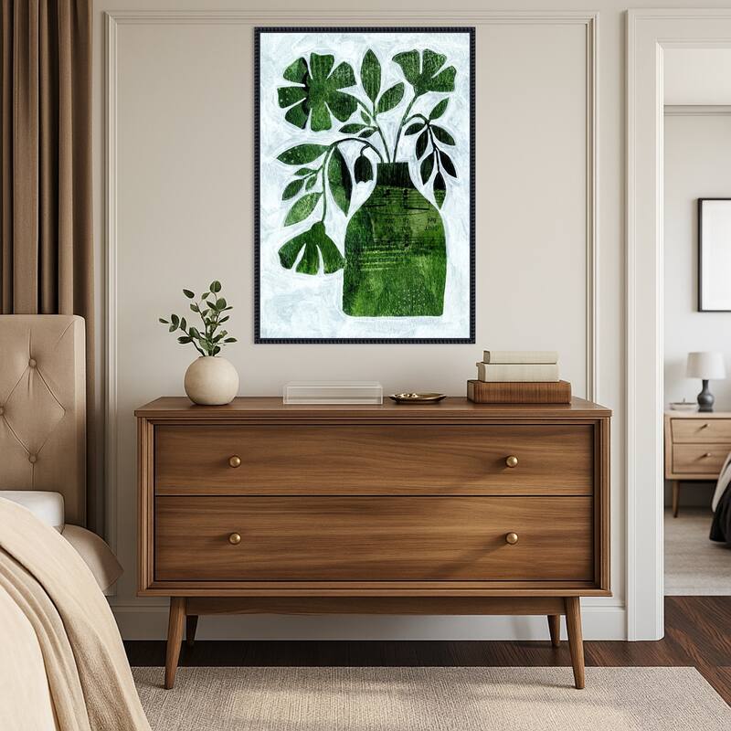 Abstract Green Floral No 2 by Susan Black Framed Canvas Wall Art Print