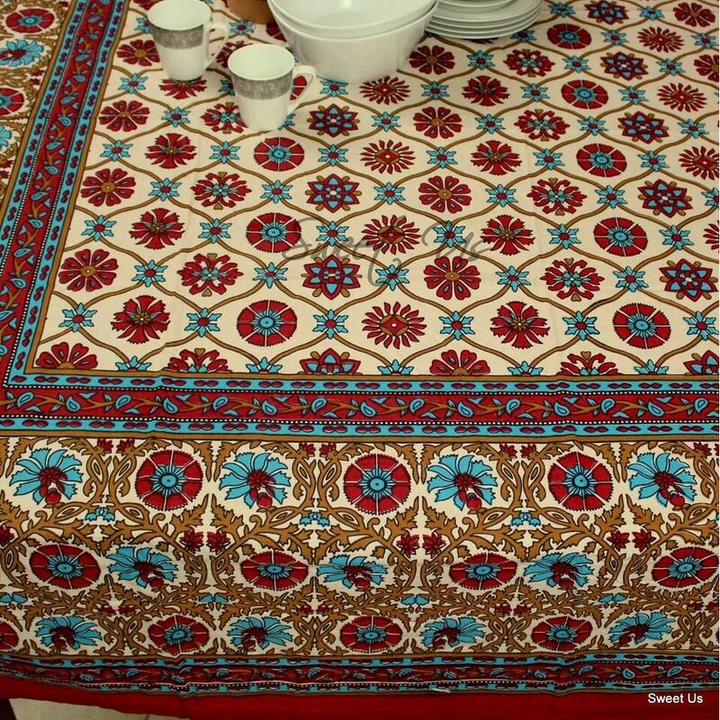 Cotton Floral Tablecloth Rectangle Dining Linen Collection