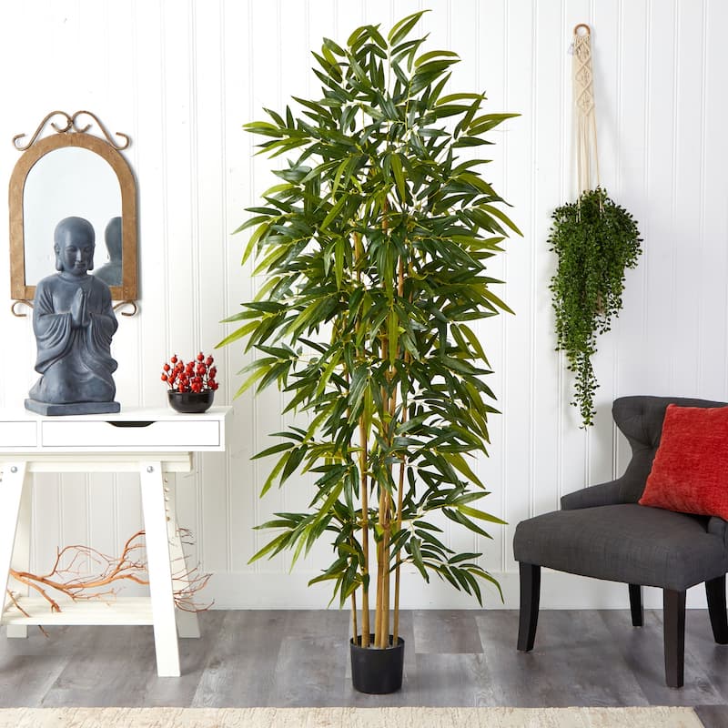 Artificial Bamboo Tree 6FT Indoor, Realistic Faux Bamboo Plant with Planter, Home Office Decor Floor Plant - 6ft.