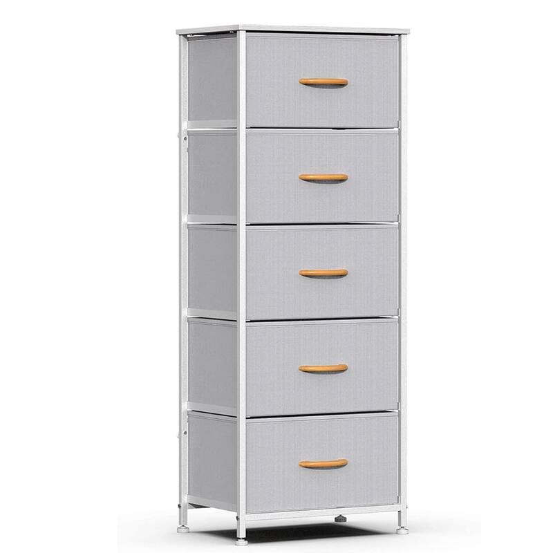 Vertical Dresser Storage Tower, 5 Fabric Drawer Organizer Unit Bed
