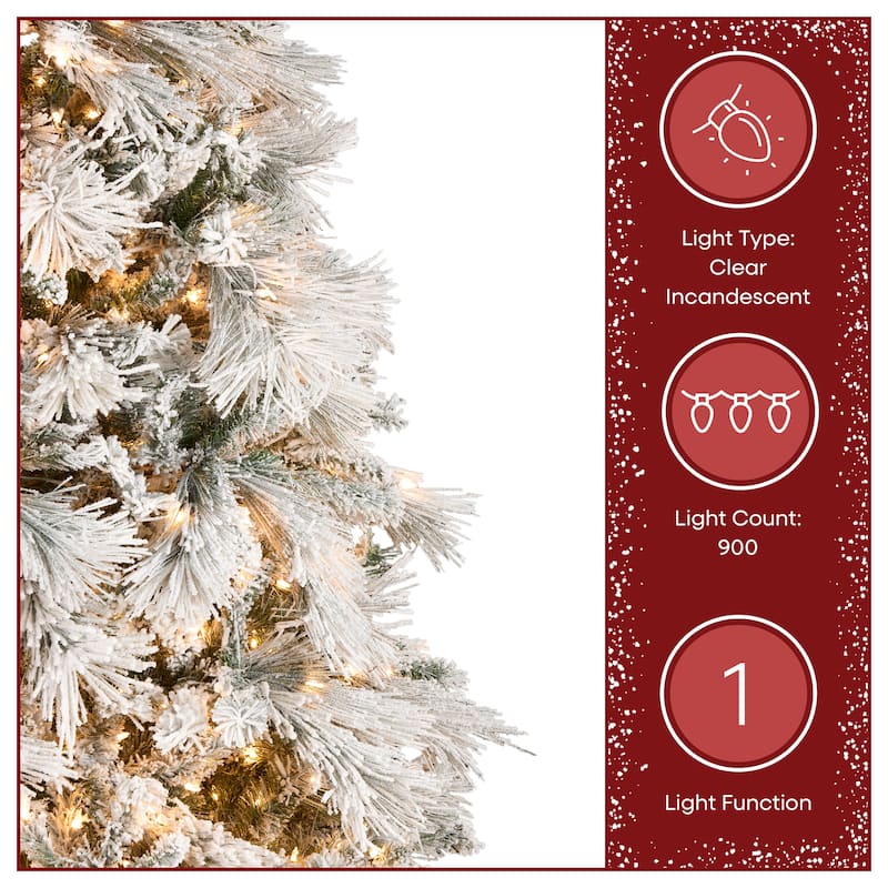 National Tree Company 7.5 ft. HGTV Home Collection Pre-Lit Flocked Bavarian Pine Tree - 7.5 Foot