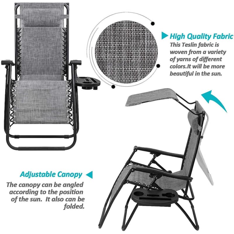 Homall Zero Gravity Chair Patio Lawn Chair Lounge Chair Folding Recliner Adjustable Outdoor with Canopy Shade and Cup Holder