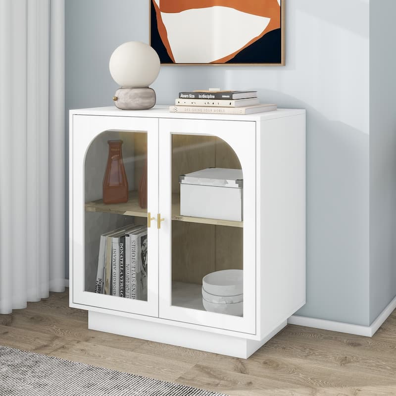 2 Storage Cabinet with Glass Door for Living Room,Dining Room,Study