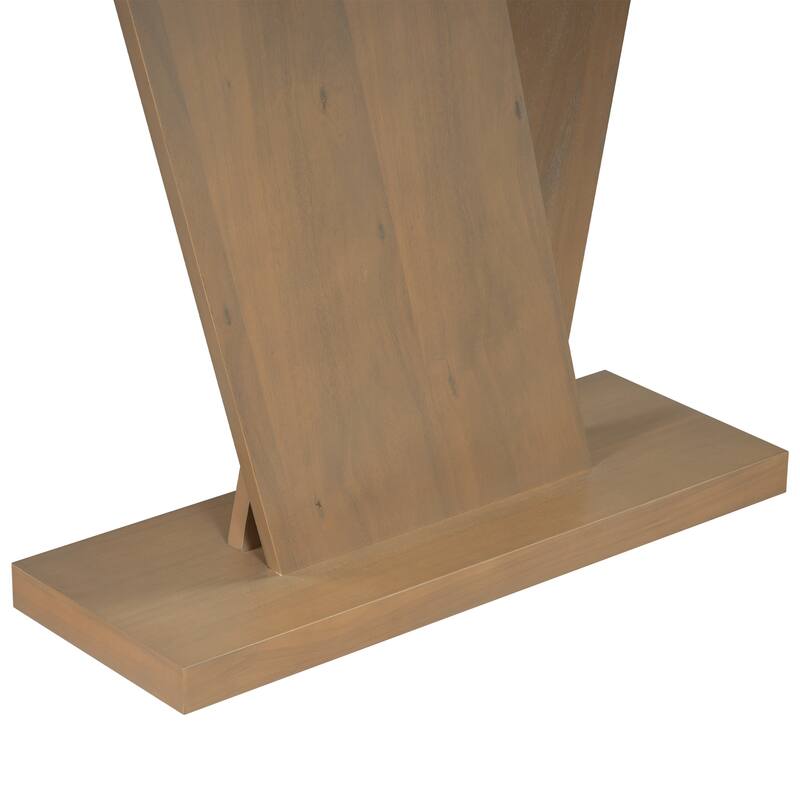 V Base Design Console Table with Natural Wood Veneer