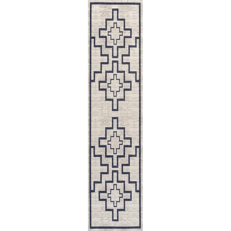 JONATHAN Y Raita Medallion Textured Weave Machine Washable Area Rug