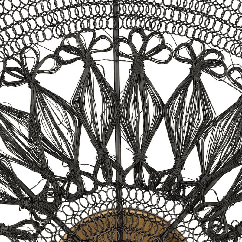 Jayden River of Goods Gold Metal and Black Round Indoor Plug In Wall Sconce - 17.5" x 3.5" x 17.5"