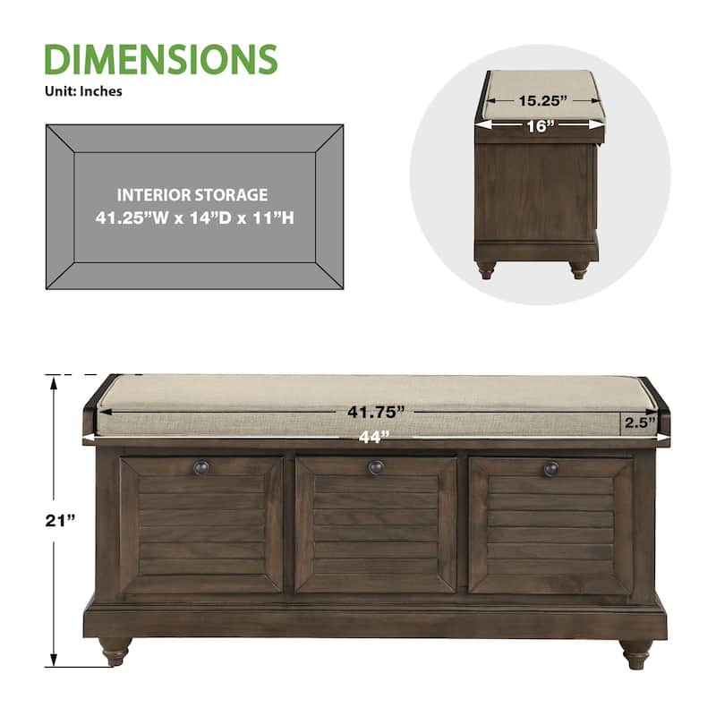 Dover White Wash Entryway Storage Bench