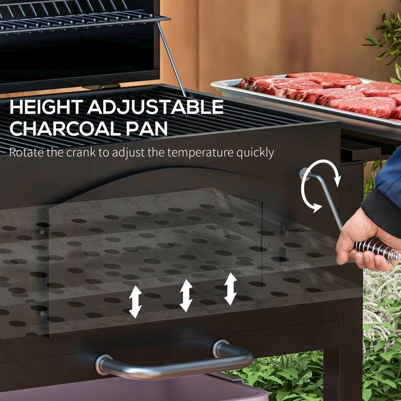 CUSchoice Outdoor Portable Charcoal BBQ Grill with Side Table and