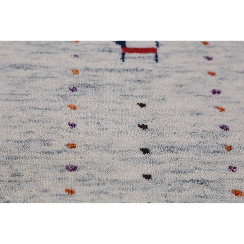 Hand Knotted Oriental 100% Wool Carpet Tribal Animal Pictorial Beige & Ivories Gabbeh Area Rug - 7' 10'' X 5' 2''