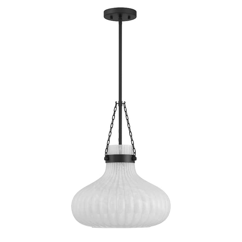 Bellevue SHP77026 15" Wide Pendant with Ribbed Strié Glass Shade