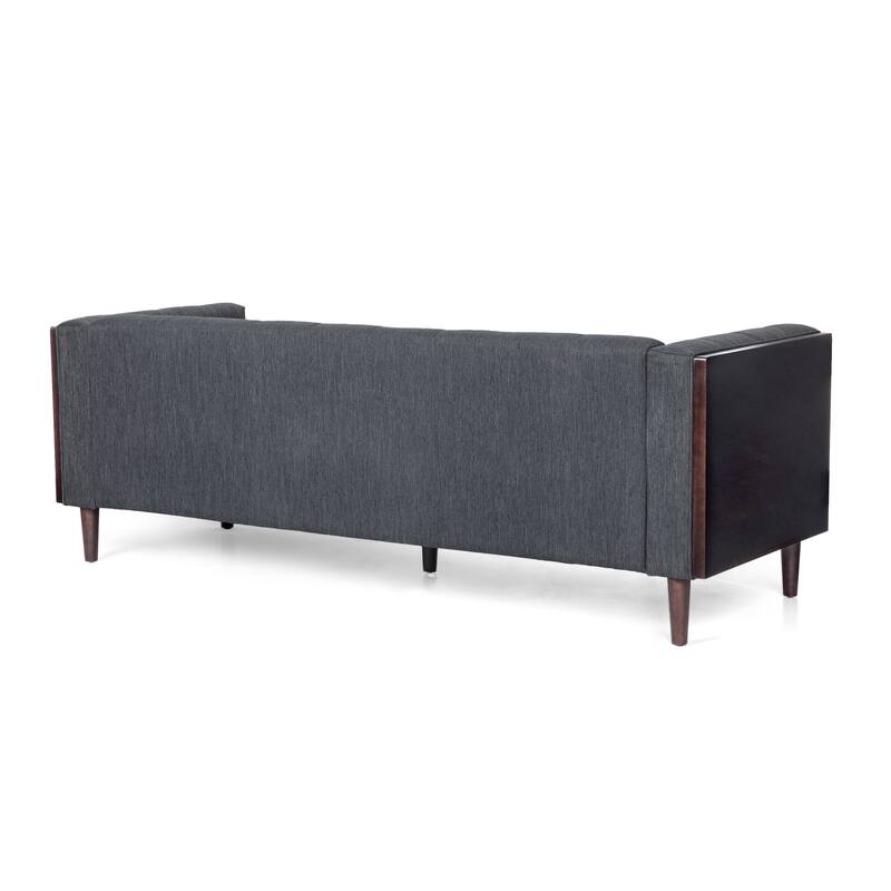 Modern Contemporary Botton Tufted 3-Seater Sofa with Square Arms