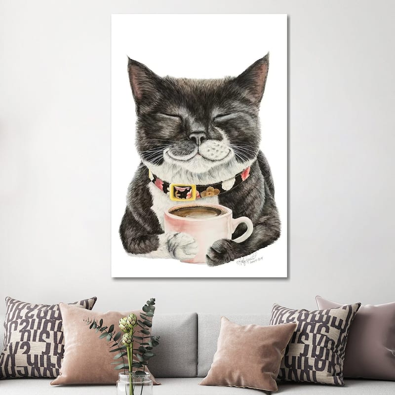 iCanvas "Purrfect Morning" by Holly Simental Canvas Print