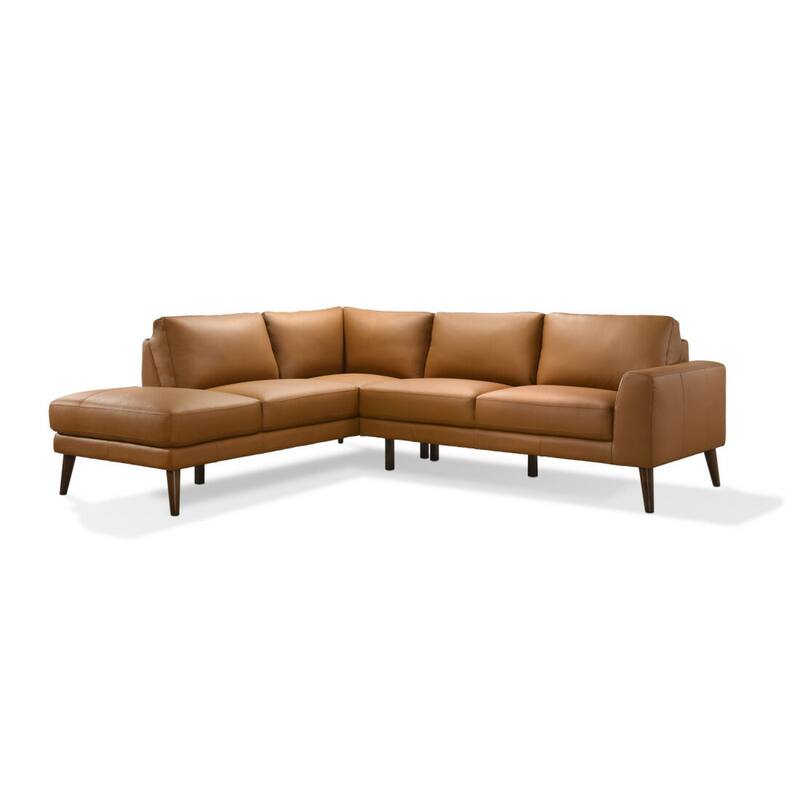 Jen 100 Inch Modern Sectional Sofa with Left Chaise, Brown Genuine Leather