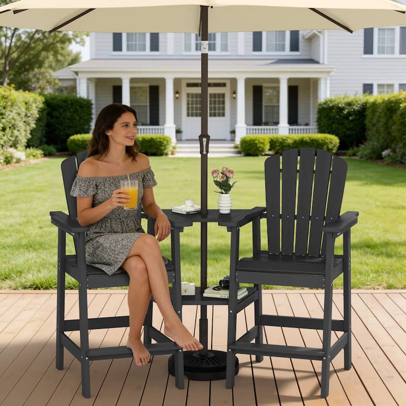 Outdoor Tall Adirondack Chair Set of 2 with Connecting Tray