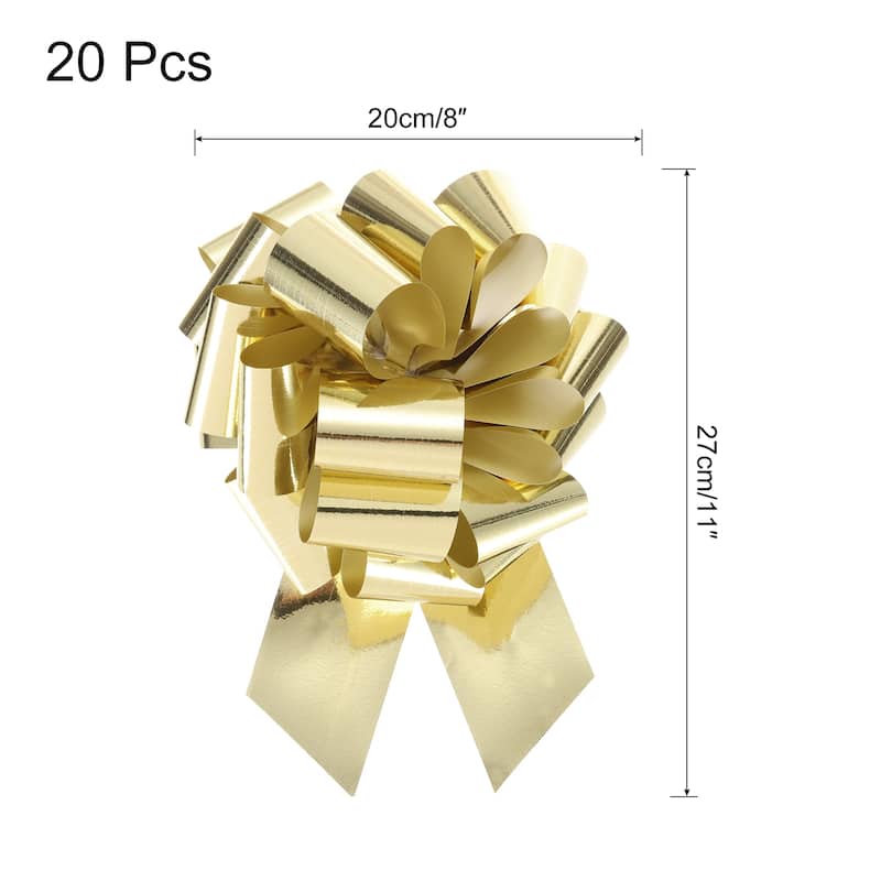 10pcs Metallic Large Big Pull Bow Gift Wrapping Bows Ribbon for Decor - Gold - 8 inch