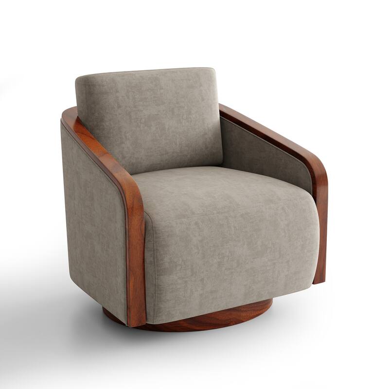 Chenille Modern 360°Swivel Barrel Chair Round Base