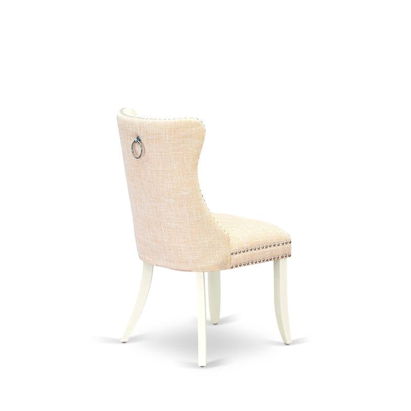 East West Furniture Dinette Set Includes a Rectangle Wooden Table and Upholstered Chairs, Linen White (Pieces Options)