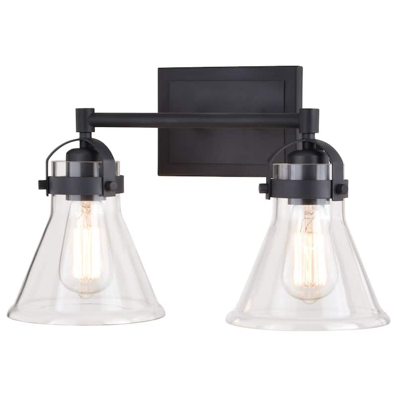 Mason Farmhouse Black Bathroom Vanity Light Fixture Clear Glass