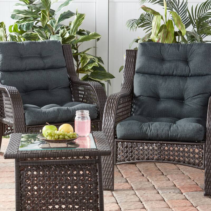 Solid Heathered 44-in x 22-in Outdoor High-Back Chair Cushion (Set of 2) (Cushions Only)