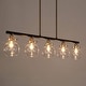 preview thumbnail 7 of 9, Modern Industrial 5-Light Black Gold Linear Chandelier Clear Glass Kitchen Island Lights for Dining Room