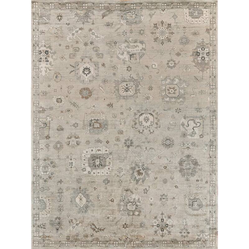 EXQUISITE RUGS Museum Hand-knotted Bamboo Silk Pewter Area Rug.