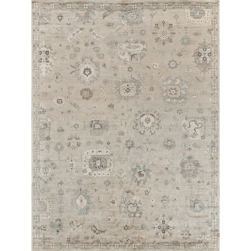 EXQUISITE RUGS Museum Hand-knotted Bamboo Silk Pewter Area Rug.