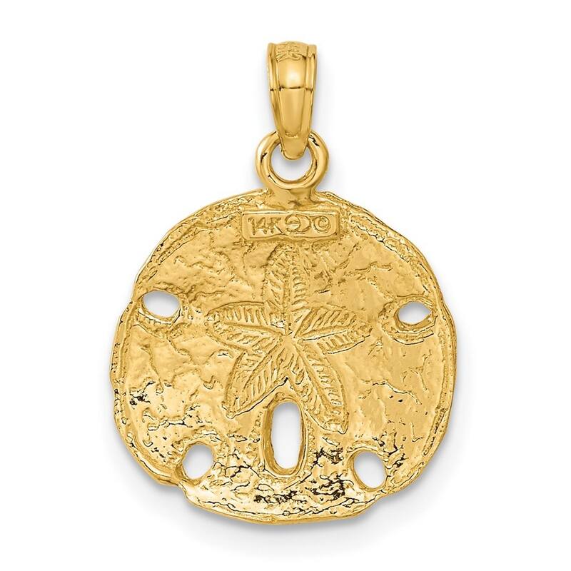 Curata 14k Yellow Gold 18" 22x16mm Polished Sand Dollar Necklace