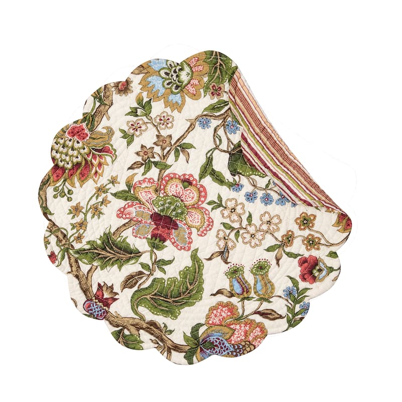Amara Round Quilted Placemats Set of 6, 17"