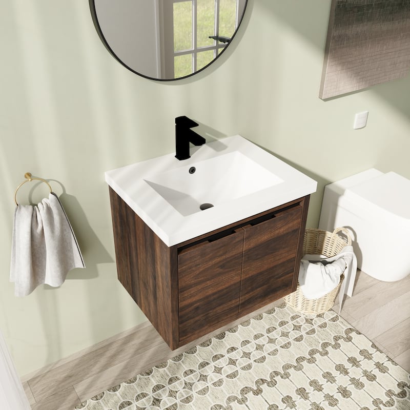 24" Floating Bathroom Vanity with Sink, Wall Mounted Bathroom Vanity with Soft Close Door