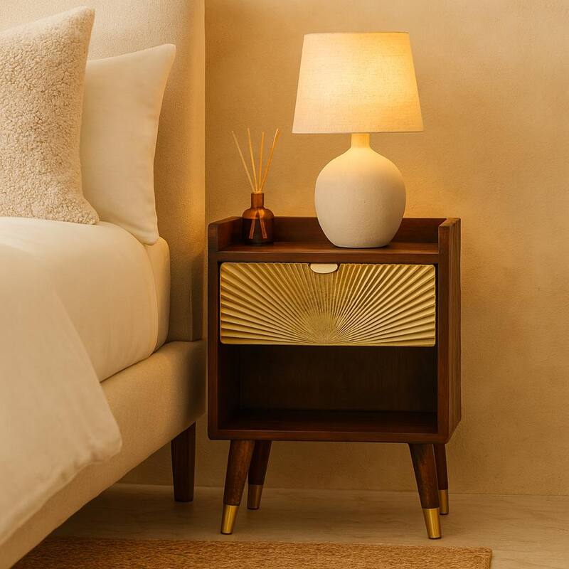 Solid Wood Manila Gold Nightstand