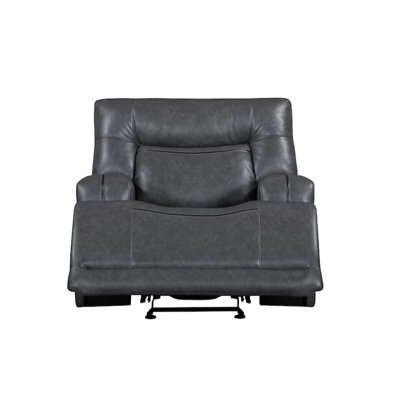 Tito Power Glider Reclining Chair, Gray Polyester, Pillow Top Armrests
