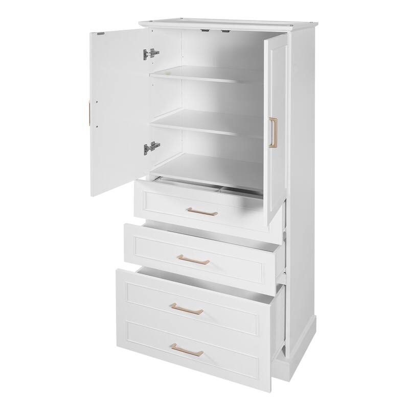 72.2"Tall Freestanding Bathroom Cabinet with 3 Drawers, Adjustable Shelf, Soft-Close Doors, MDF Panels, Steel Handles