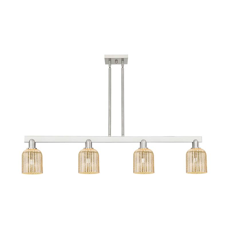 Innovations Lighting Downtown Urban - Bridal Veil - 4 Light 48" Stem Hung Island Light - Mercury/Brushed Satin Nickel