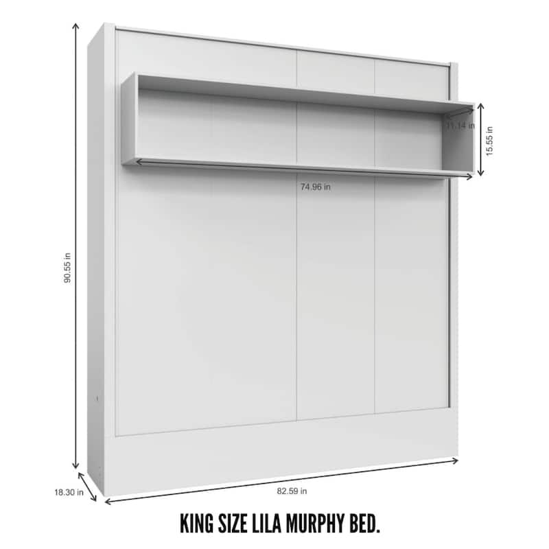 Easy-Lift King Murphy Wall Bed with Shelf