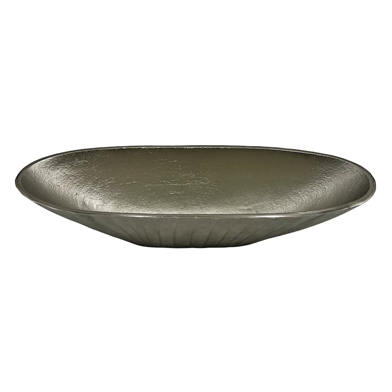 16 Inch Wide Decorative Handmade Aluminum Modern Oval Bowl - 16 x 5 x 4 in