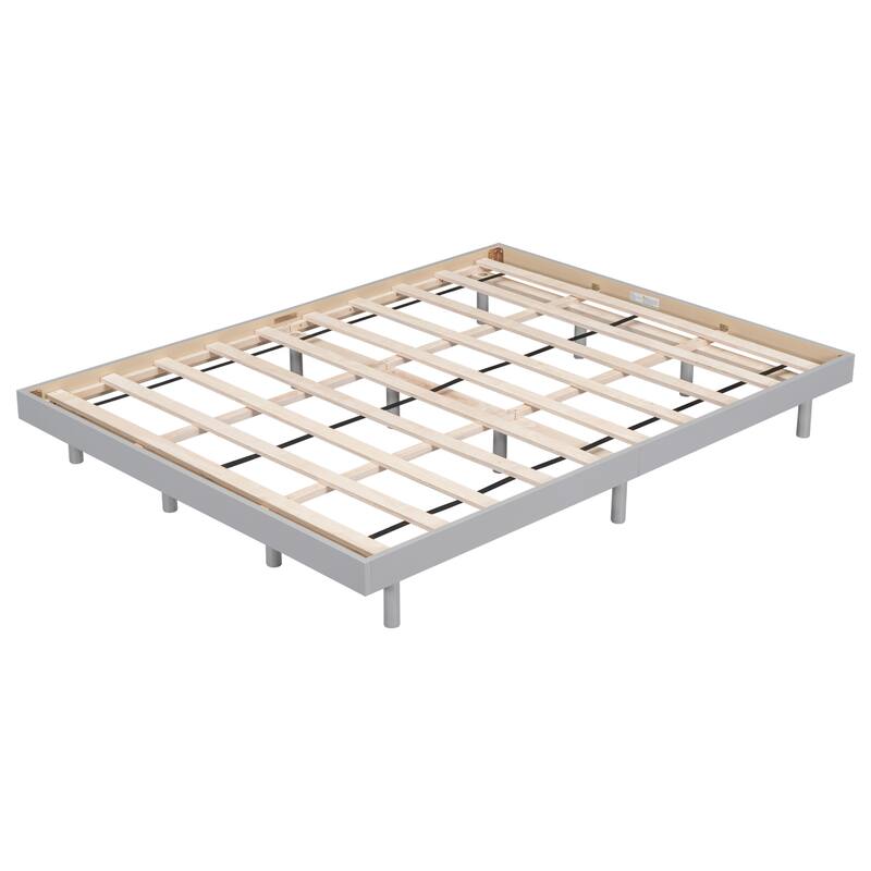 Modern Floating Platform Bed Frame in Grey with Easy Assembly