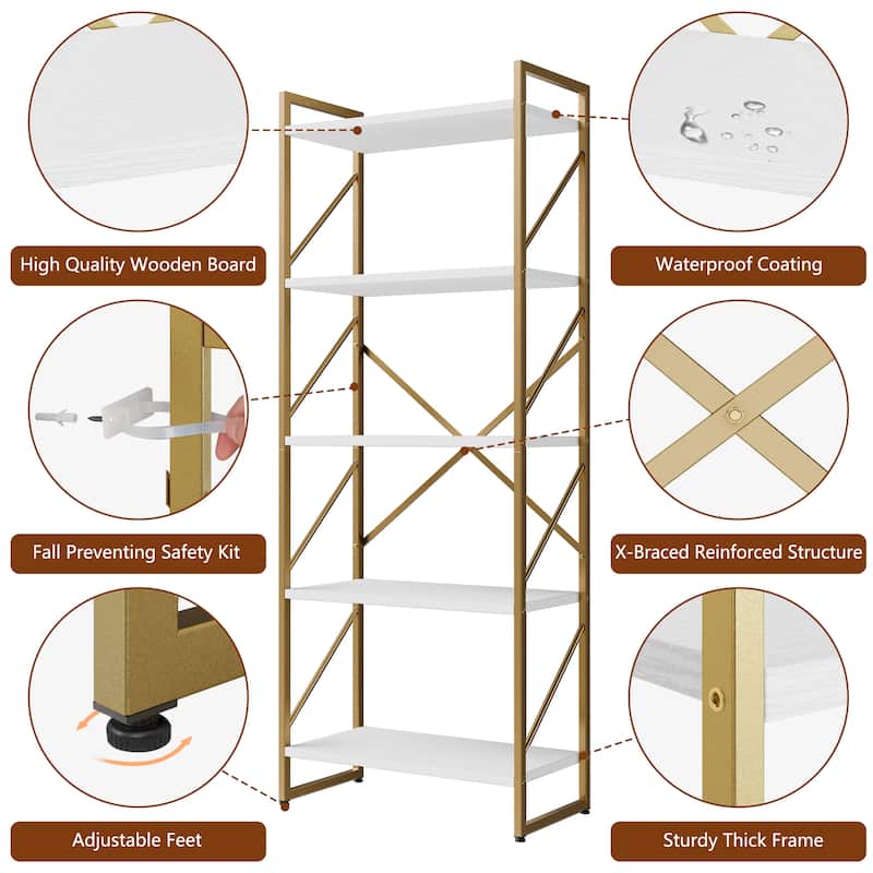 Futzca 5 Tier Storage Bookshelf