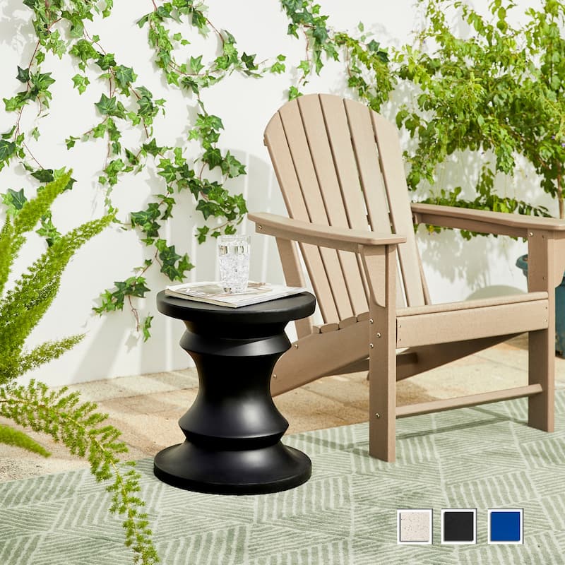 Glitzhome 18"H MGO Black Chess Garden Stool Outdoor Table