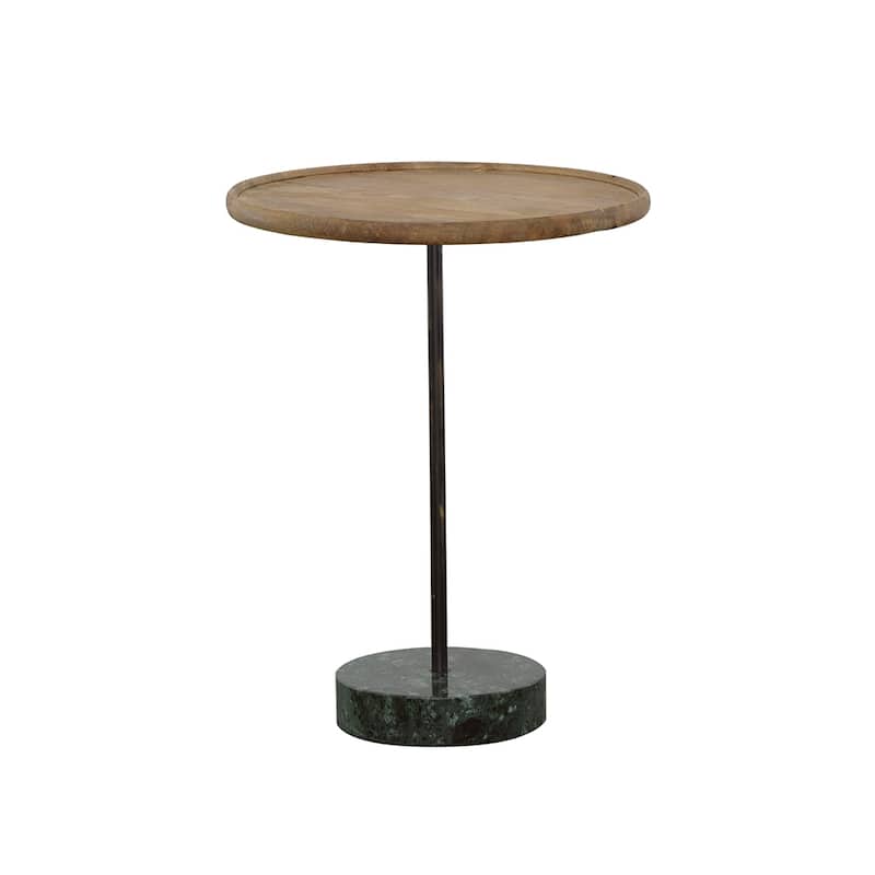 Ginevra 24-inch Wood Top Marble Base Table