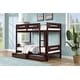 preview thumbnail 1 of 2, Espresso Twin over Twin Size Solid Wood Bunk Bed with 2 Drawers Espresso