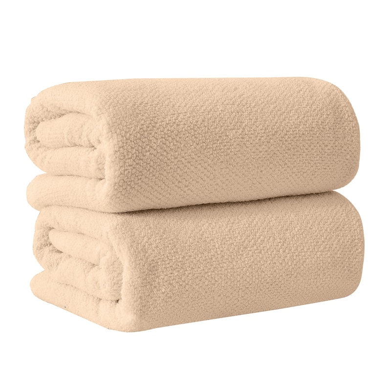 100% Cotton Acacia Collection Ultra Absorbant Popcorn Bath Towels - Bath Sheet (Pack of 2) - Taupe